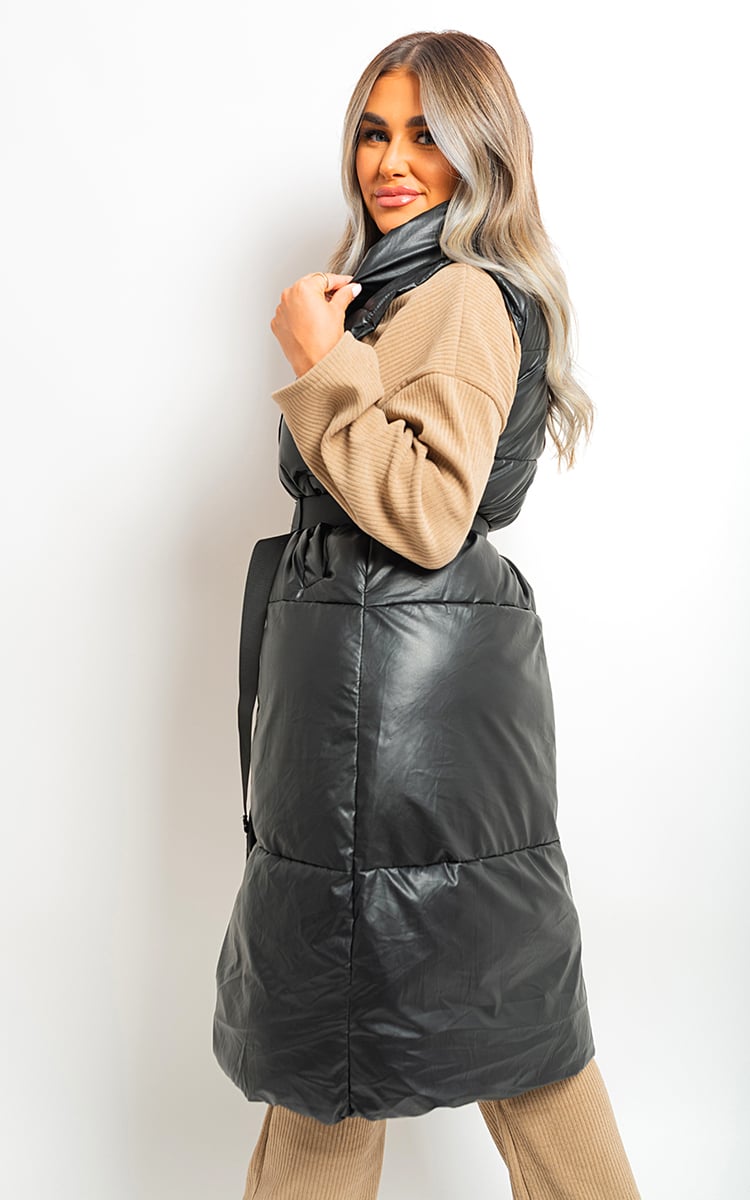 Belted Long Puffer Gilet-1