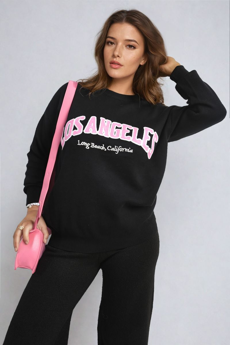 Los Angeles Graphic Long Sleeve Knitted Jumper-2