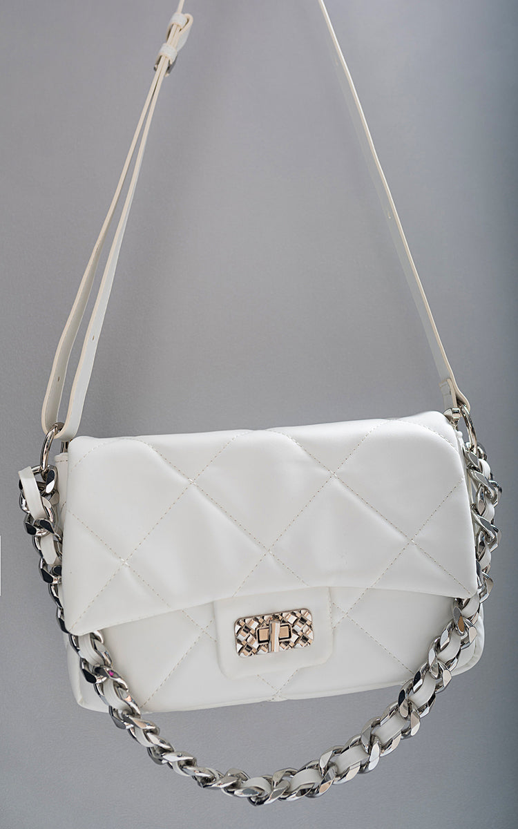 Quilted Crossbody Bag with Chain Strap-0