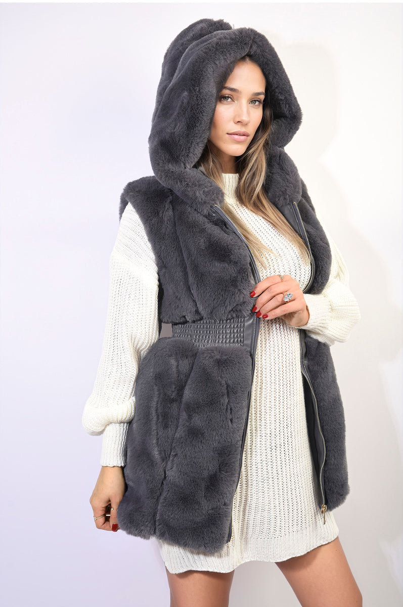 Faux Fur Zip Up Gilet-3