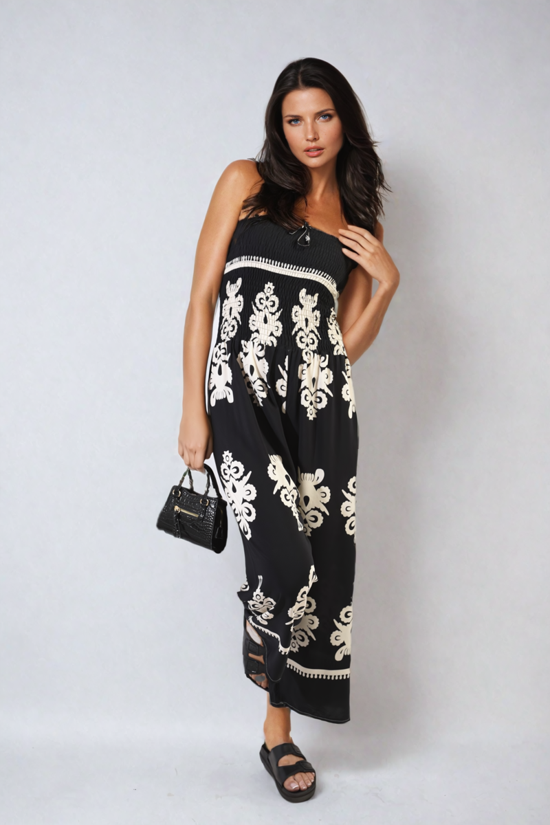 Printed Strapless Jumpsuit-6