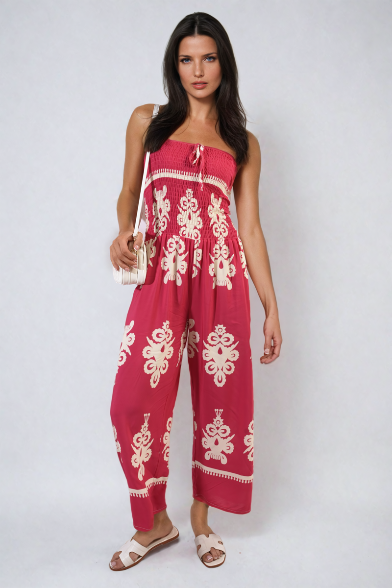 Printed Strapless Jumpsuit-5