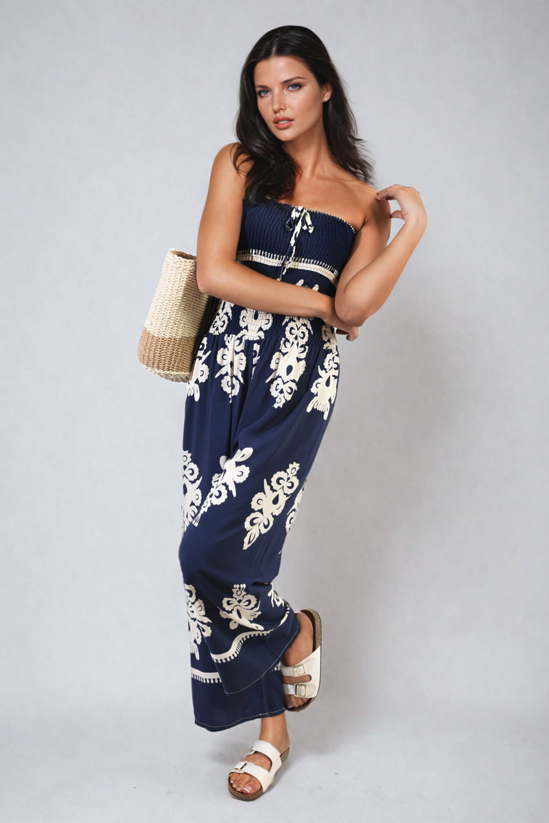 Printed Strapless Jumpsuit-8