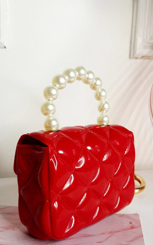 Fold Over bag with Pearl Handle-0