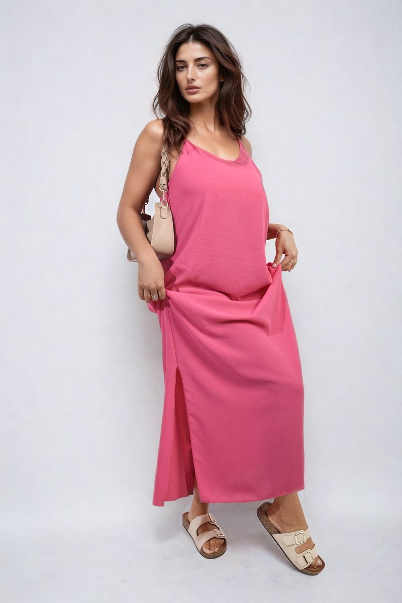 Spaghetti Strap Side Slit Maxi Dress-10