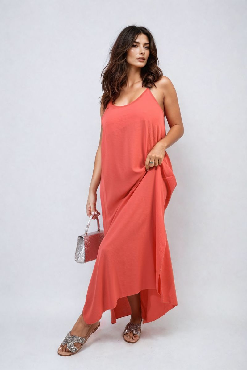 Spaghetti Strap Side Slit Maxi Dress-9