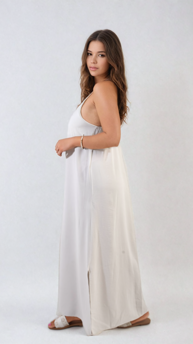 Spaghetti Strap Side Slit Maxi Dress-3