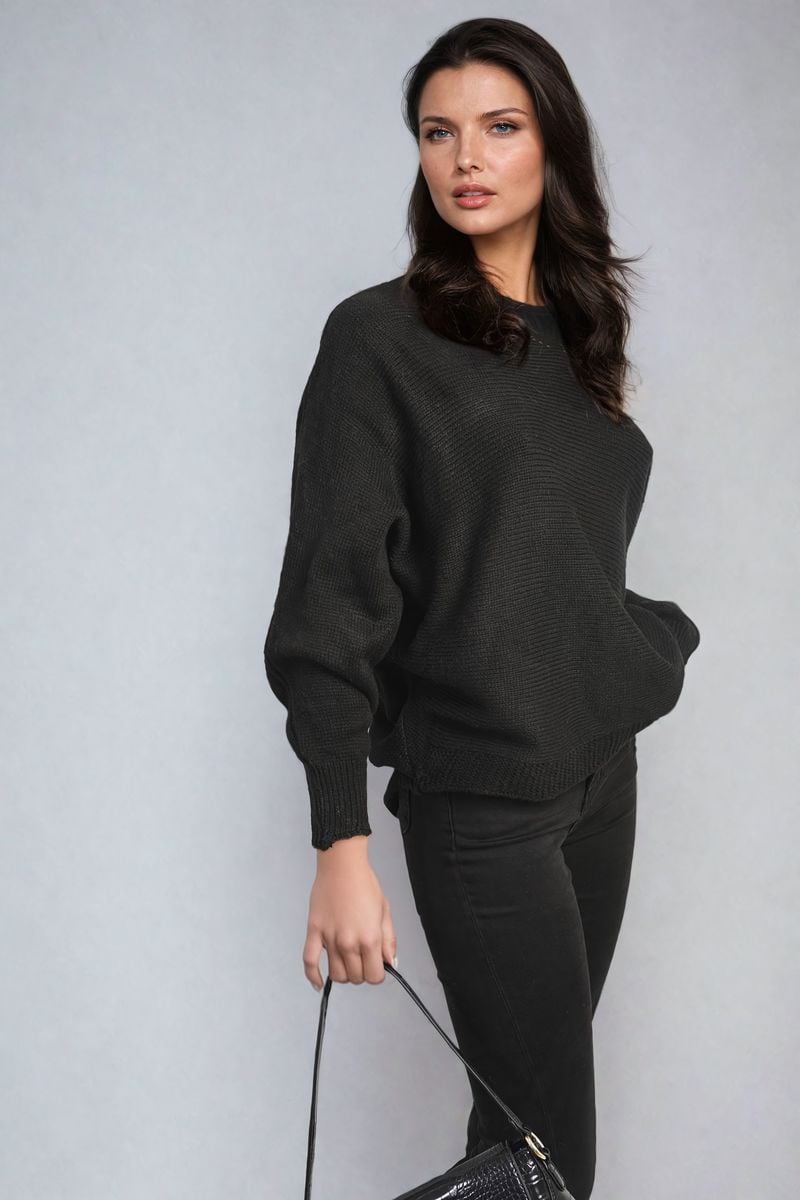 Crew Neck Back Patterned Knitted Jumper-8