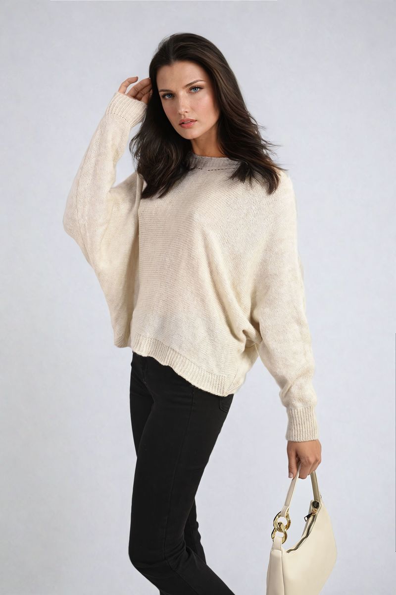 Crew Neck Back Patterned Knitted Jumper-7