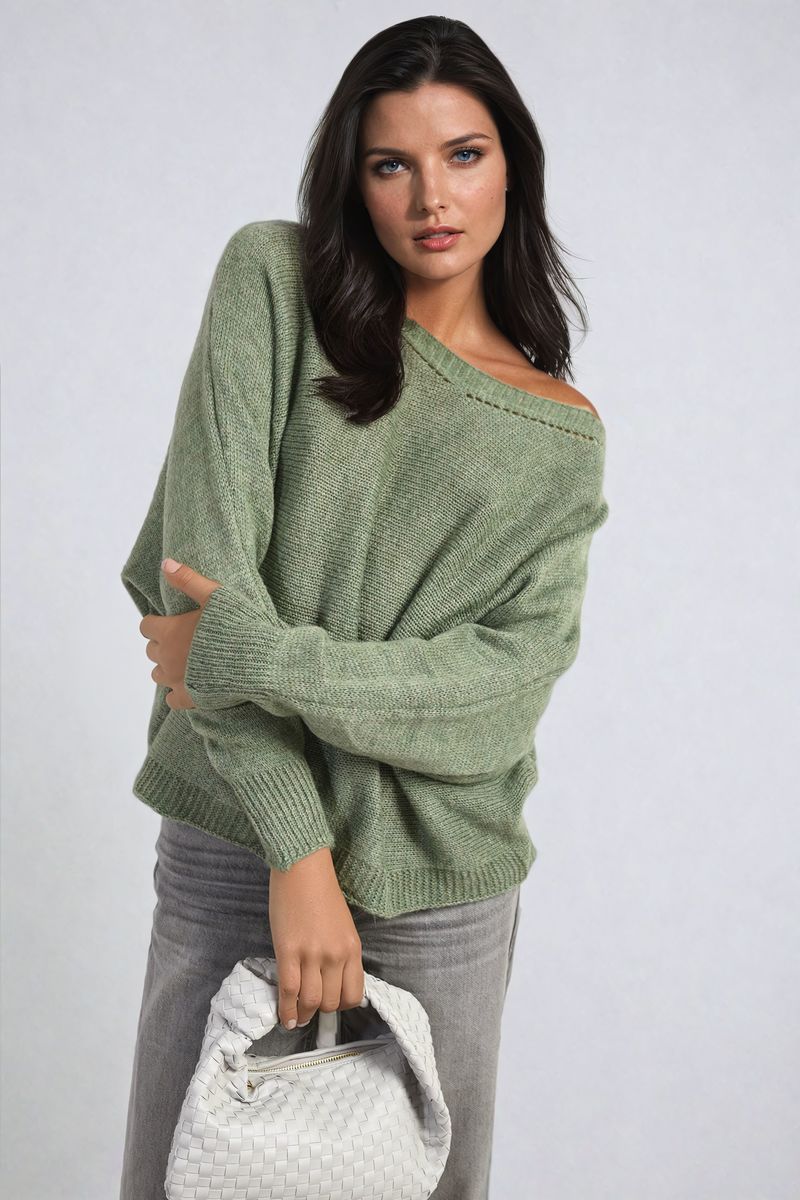 Crew Neck Back Patterned Knitted Jumper-0