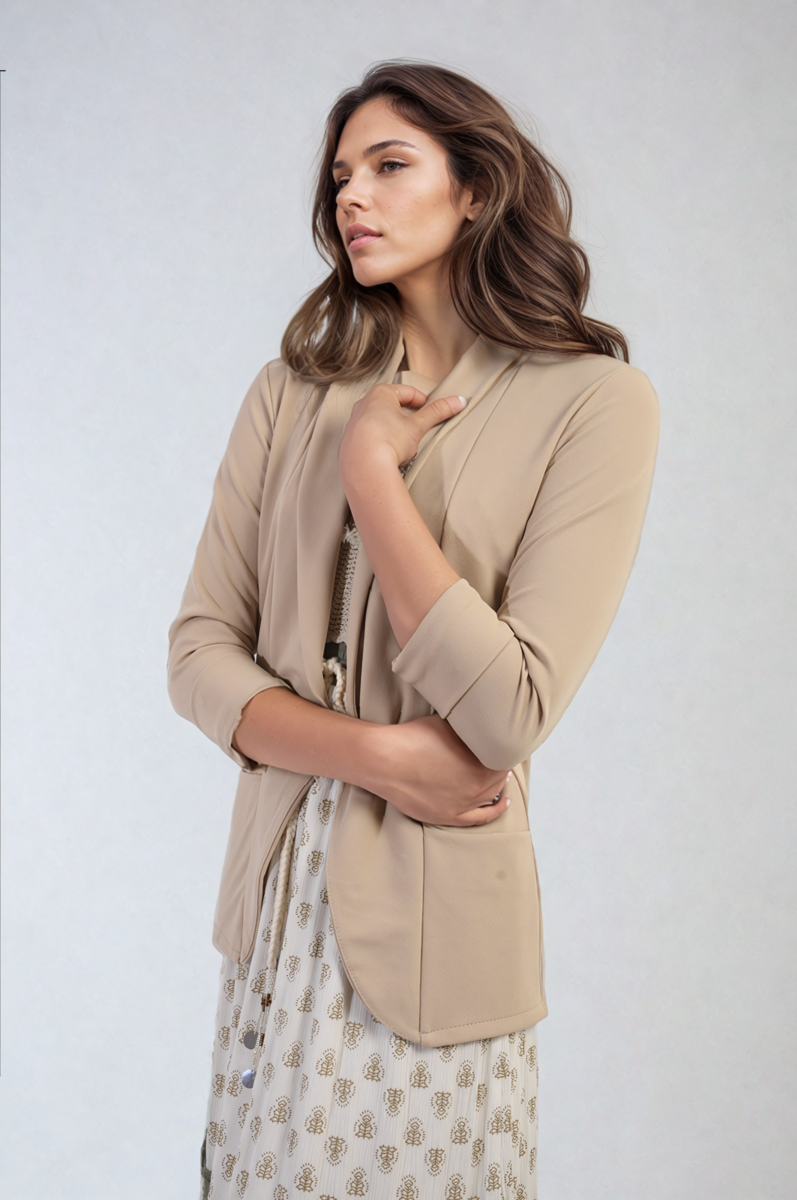 Open Front Cardigan with Front Pockets-12