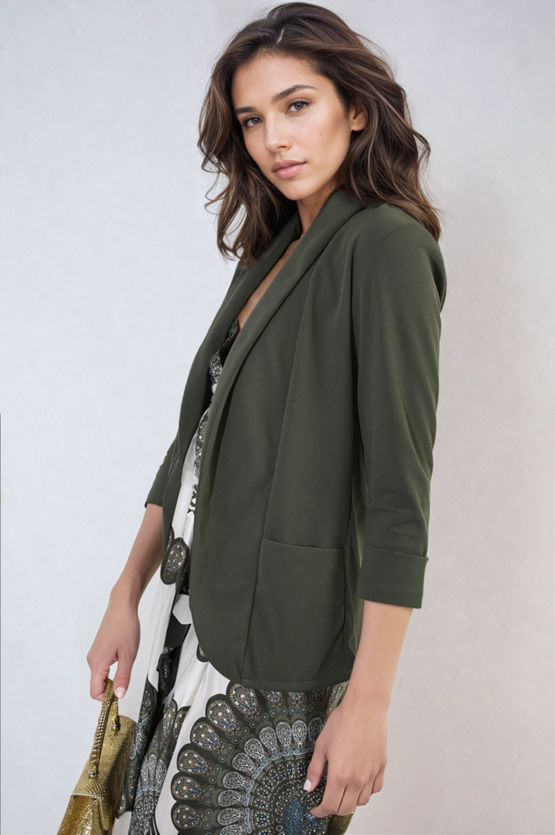 Open Front Cardigan with Front Pockets-11