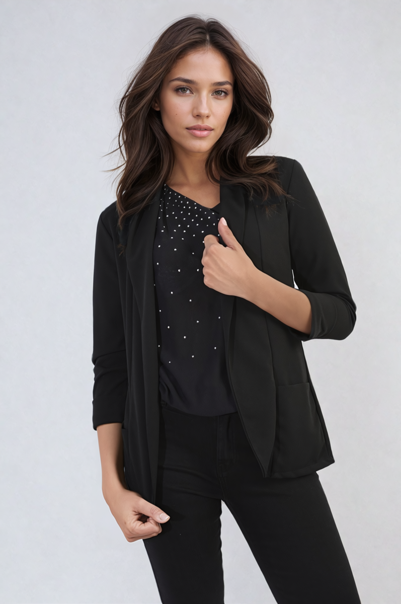 Open Front Cardigan with Front Pockets-9