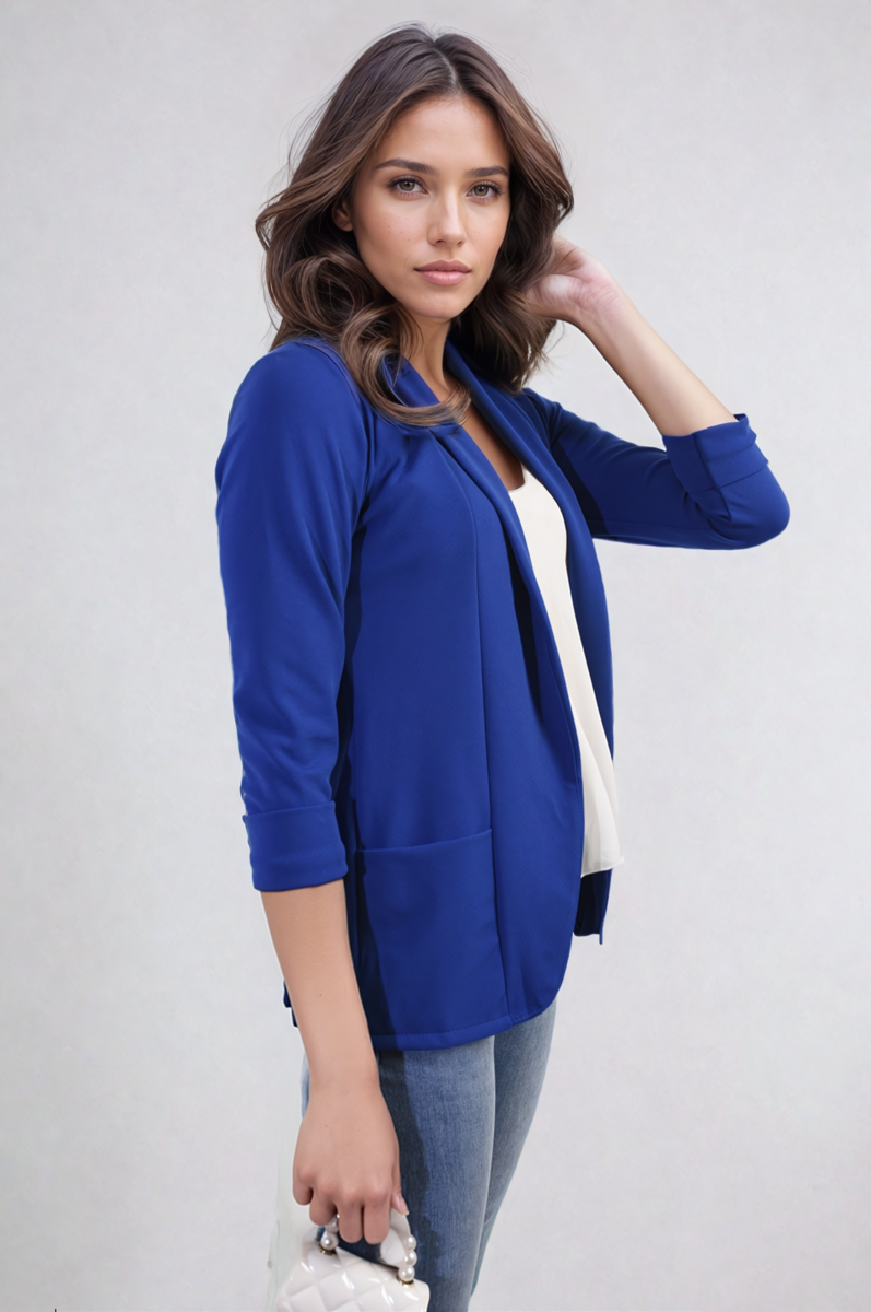 Open Front Cardigan with Front Pockets-5