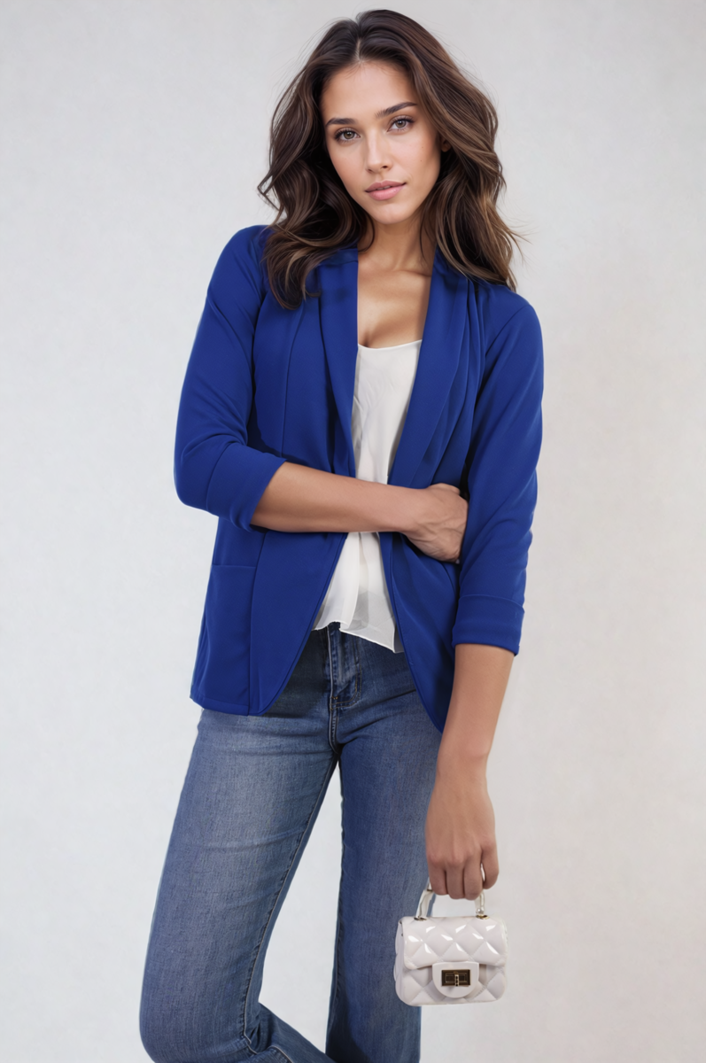 Open Front Cardigan with Front Pockets-3