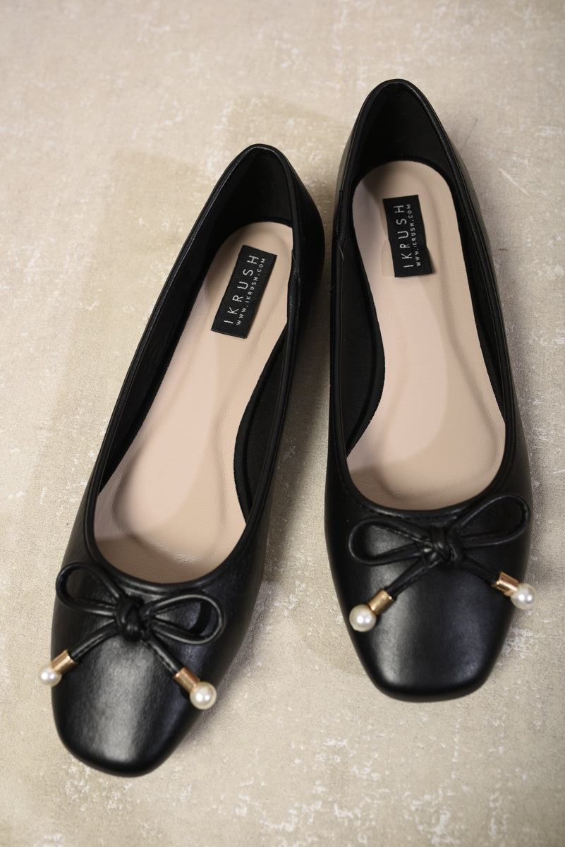 Bow Decor Round Toe Ballet Flat Sandals-1