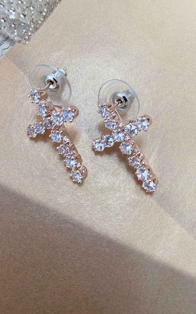 Cross Diamante Earrings-1