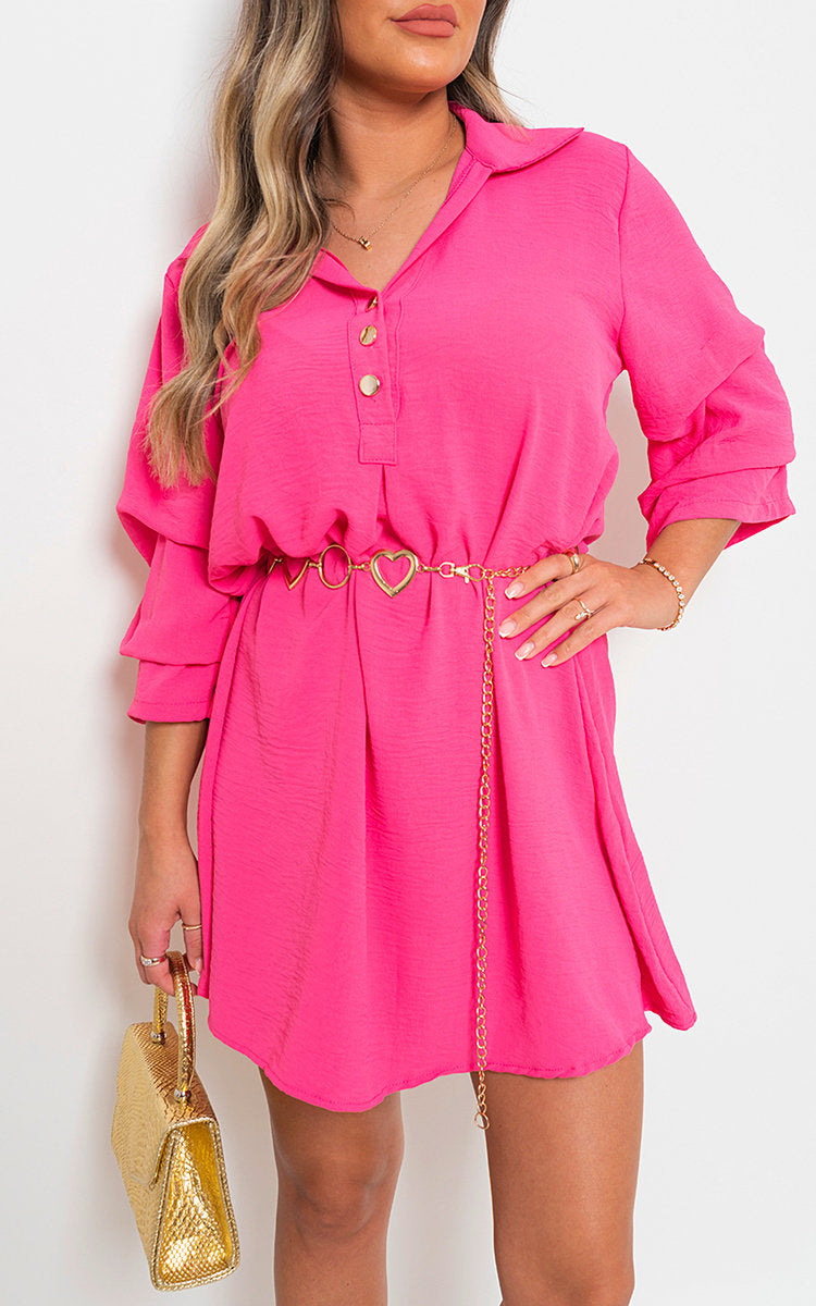 Collared Oversized Mini Dress-5