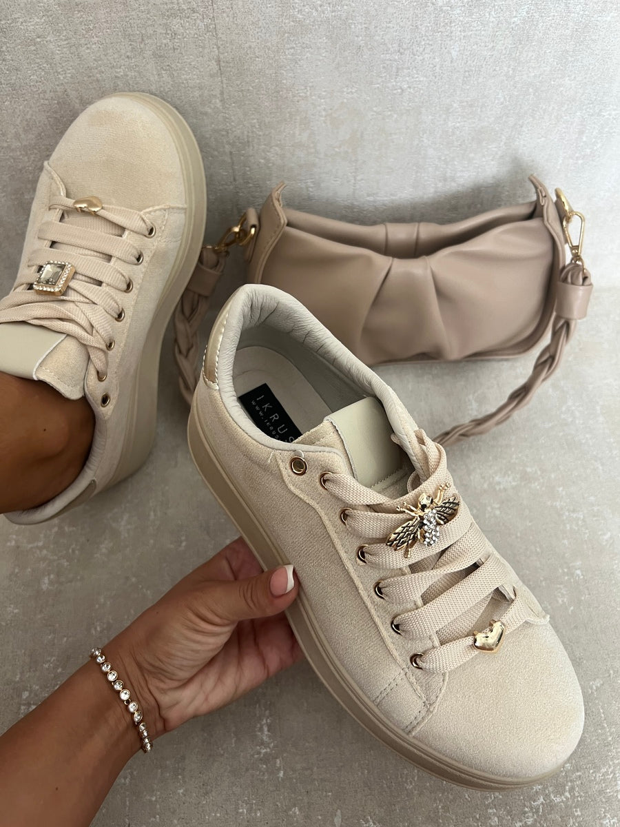 Lace Up Platform Trainers With Decorative Details-0