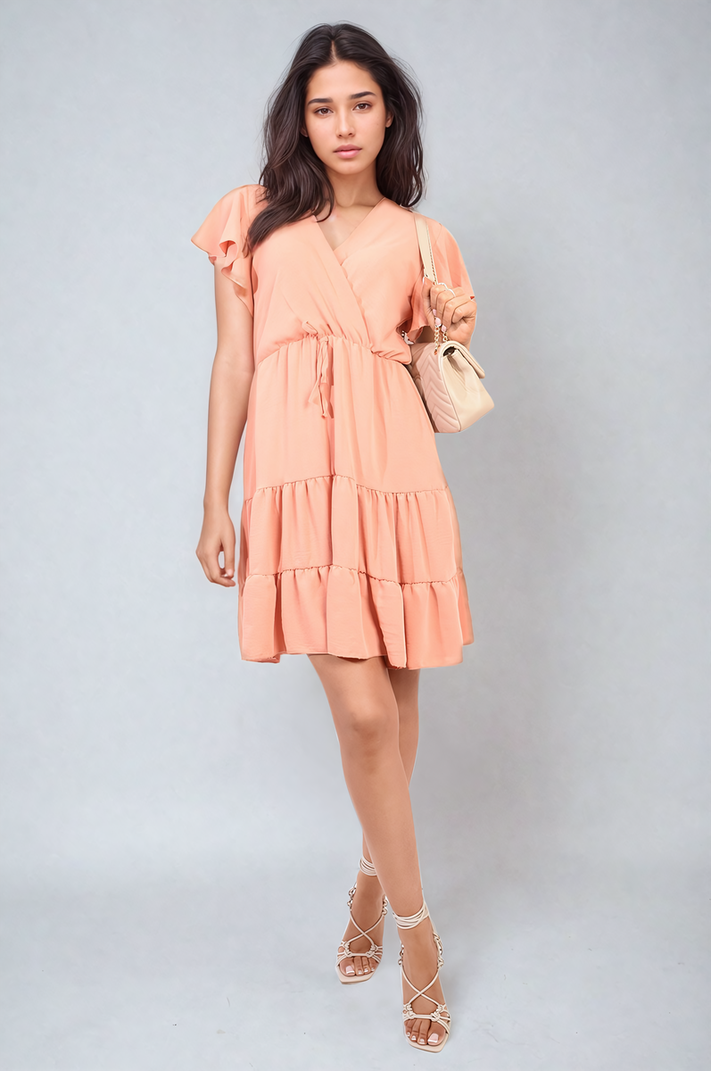 Ruffle Sleeve Tiered Mini Dress-3