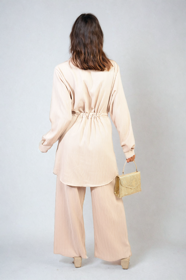 Oversized Long Sleeve Belted Button Down Top and Trouser Co-ord Set-2