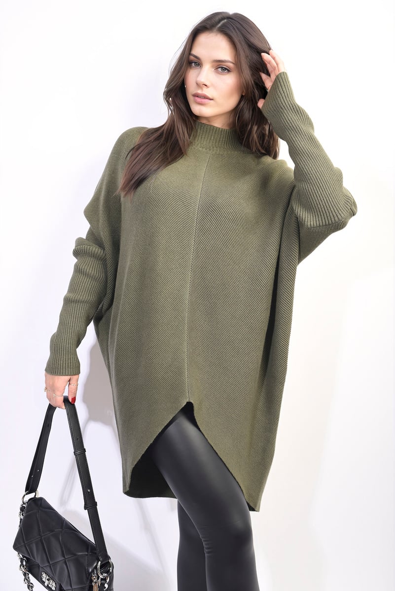 Turtle Neck Longline Knitted Jumper-4