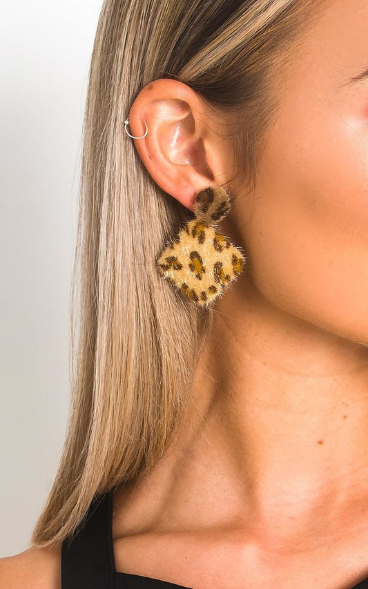 Leopard Print Fuzzy Earrings-0