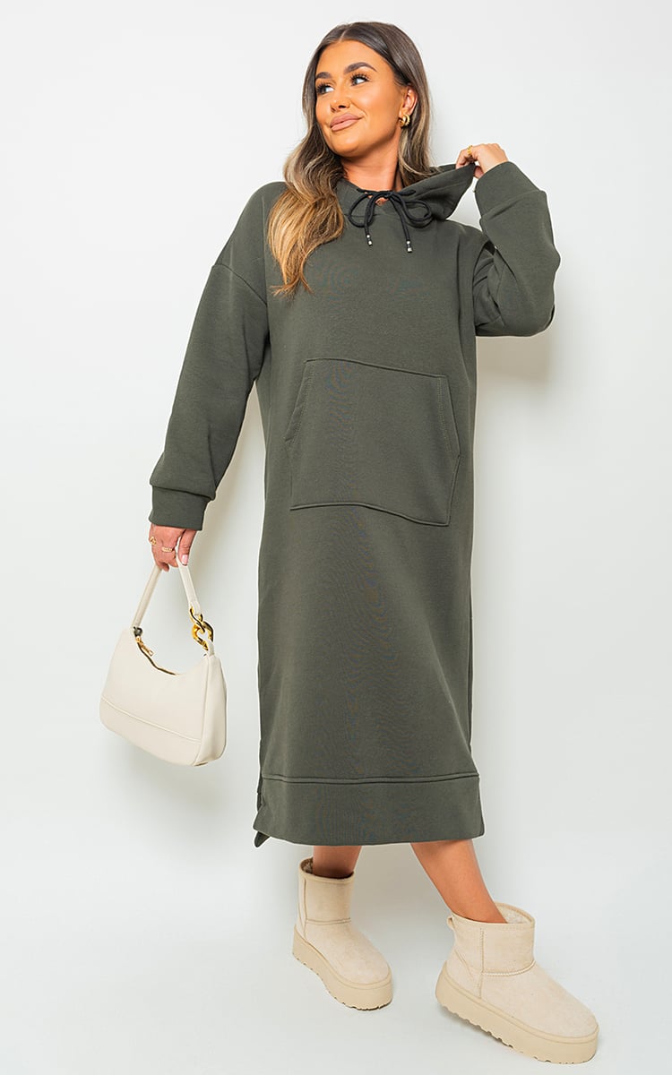 Kangaroo Pocket Long Loose Hoodie-2