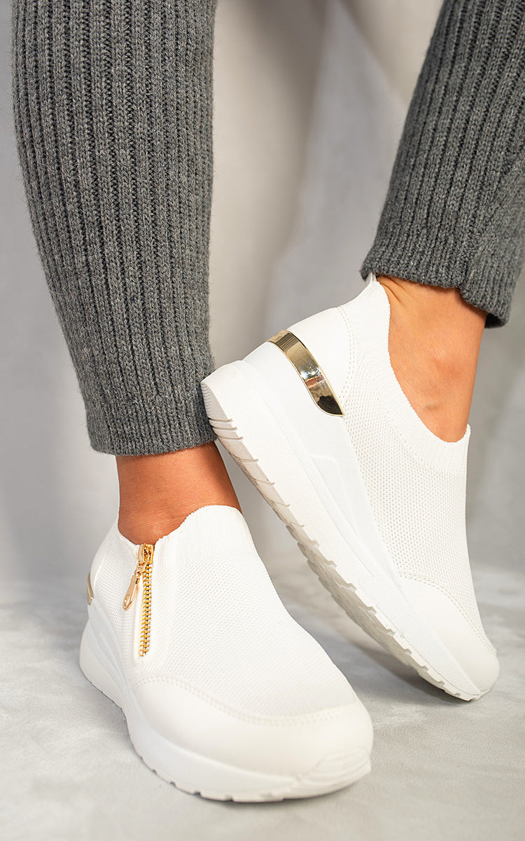 Knit Slip On Zip Trainers-3