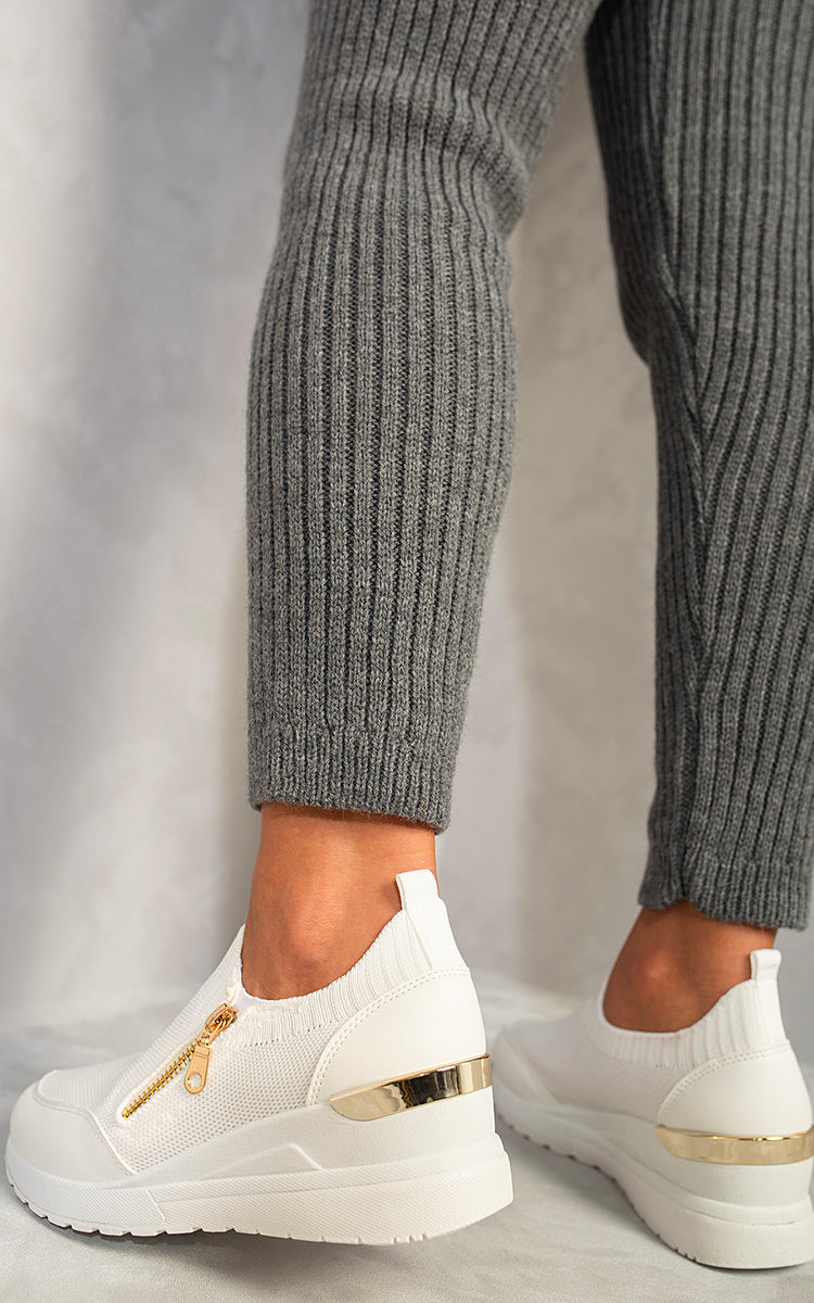 Knit Slip On Zip Trainers-4