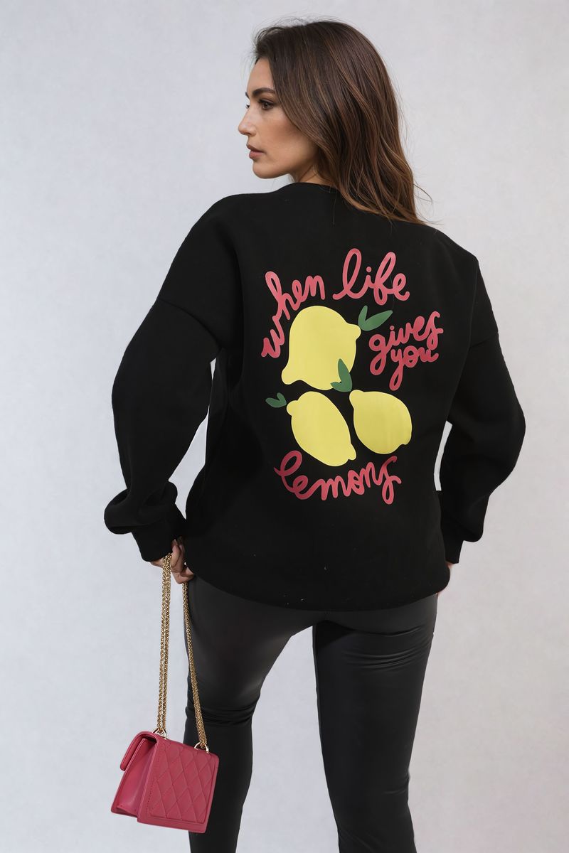 Lemon Graphic Long Sleeve Knitted Jumper-3