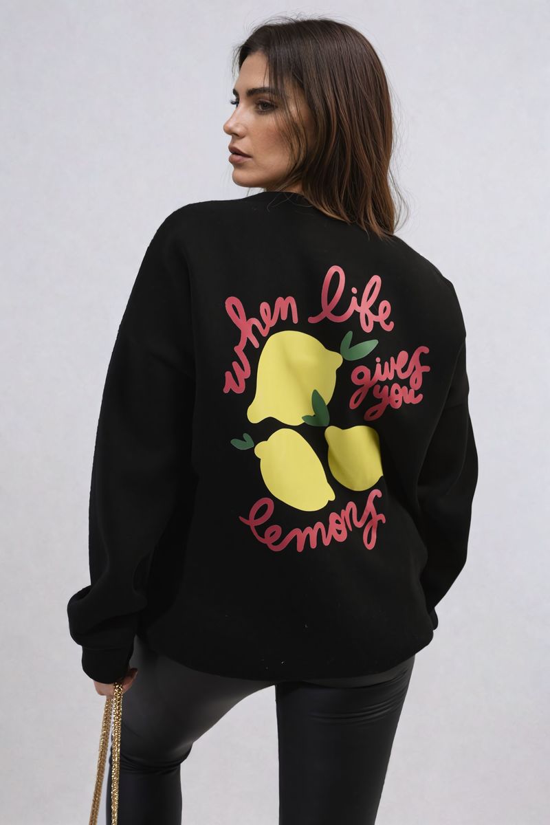 Lemon Graphic Long Sleeve Knitted Jumper-1