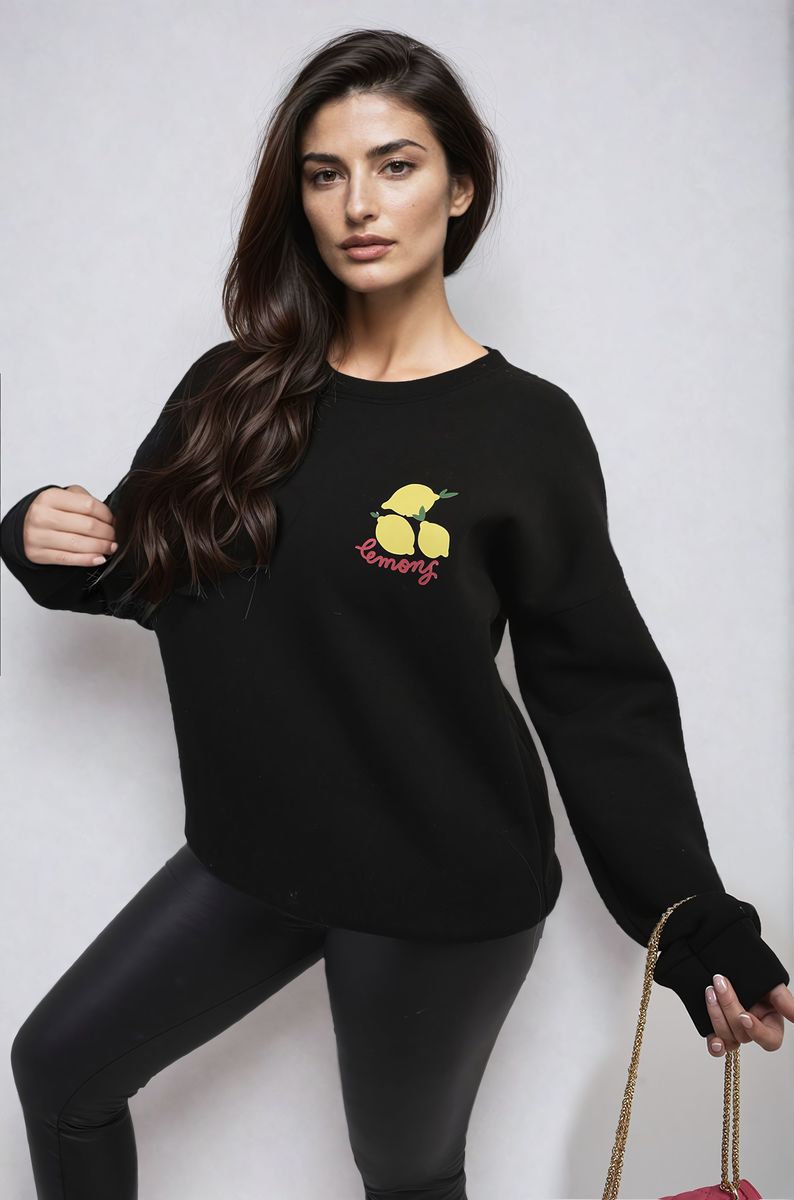 Lemon Graphic Long Sleeve Knitted Jumper-2