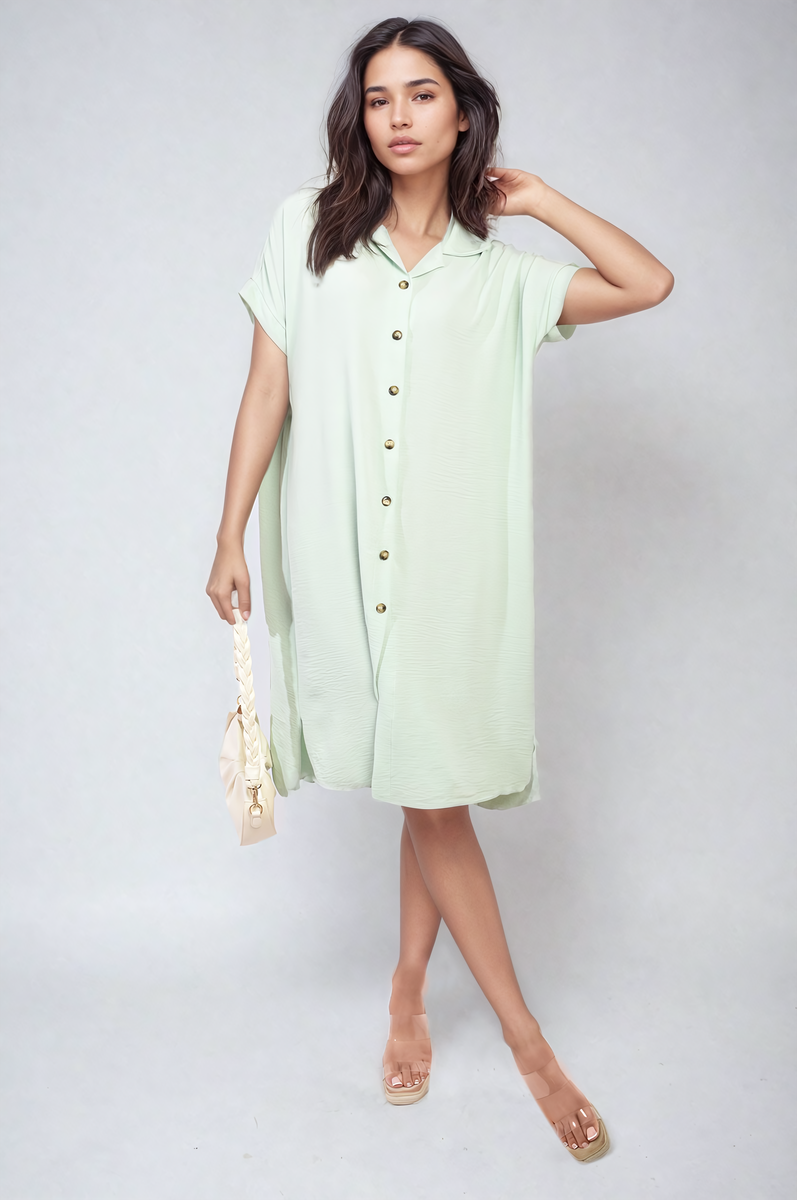 Button Front Shirt Dress-10