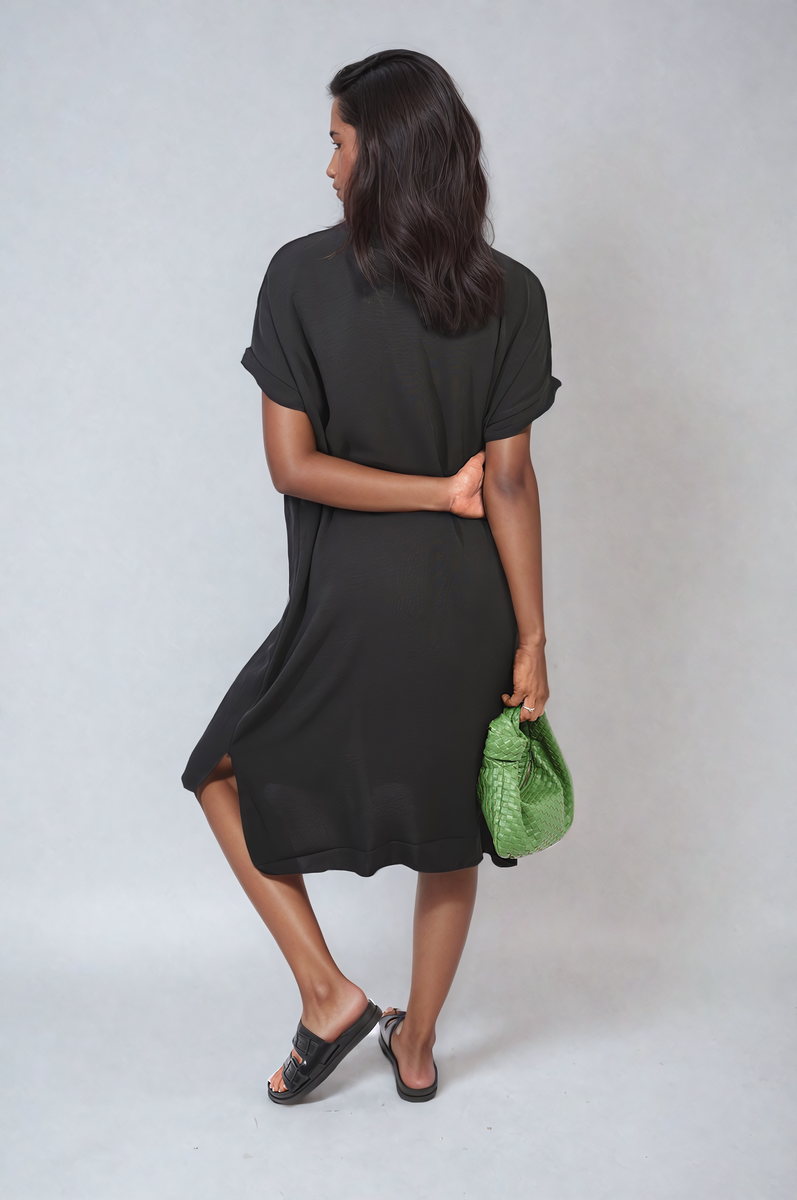 Button Front Shirt Dress-2