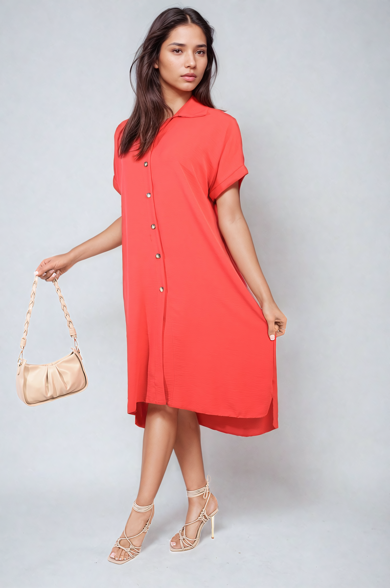 Button Front Shirt Dress-7