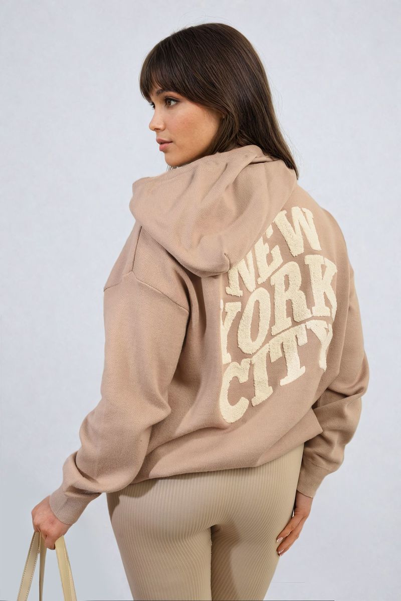 New York City Print Knitted Hoodie-4