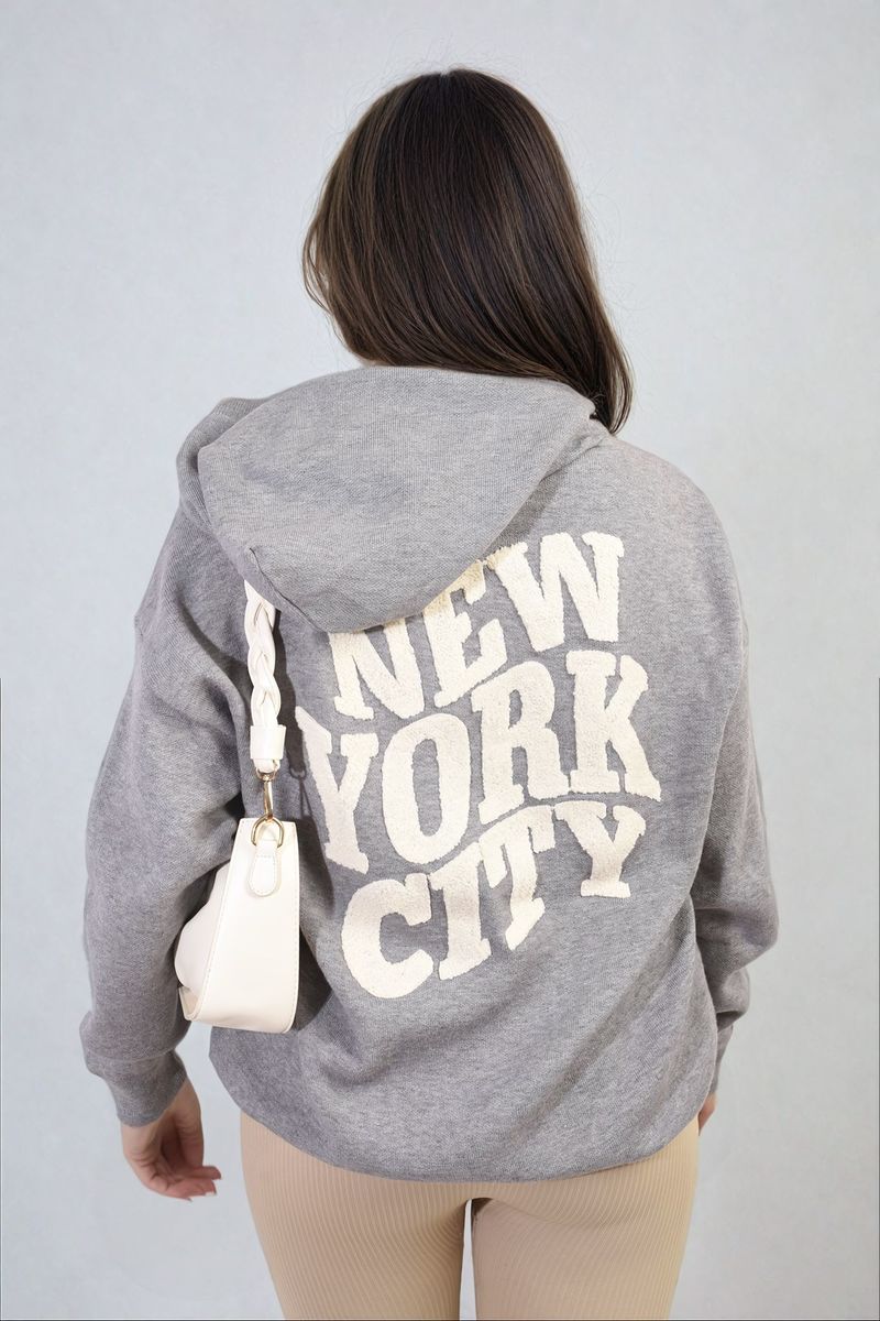 New York City Print Knitted Hoodie-0