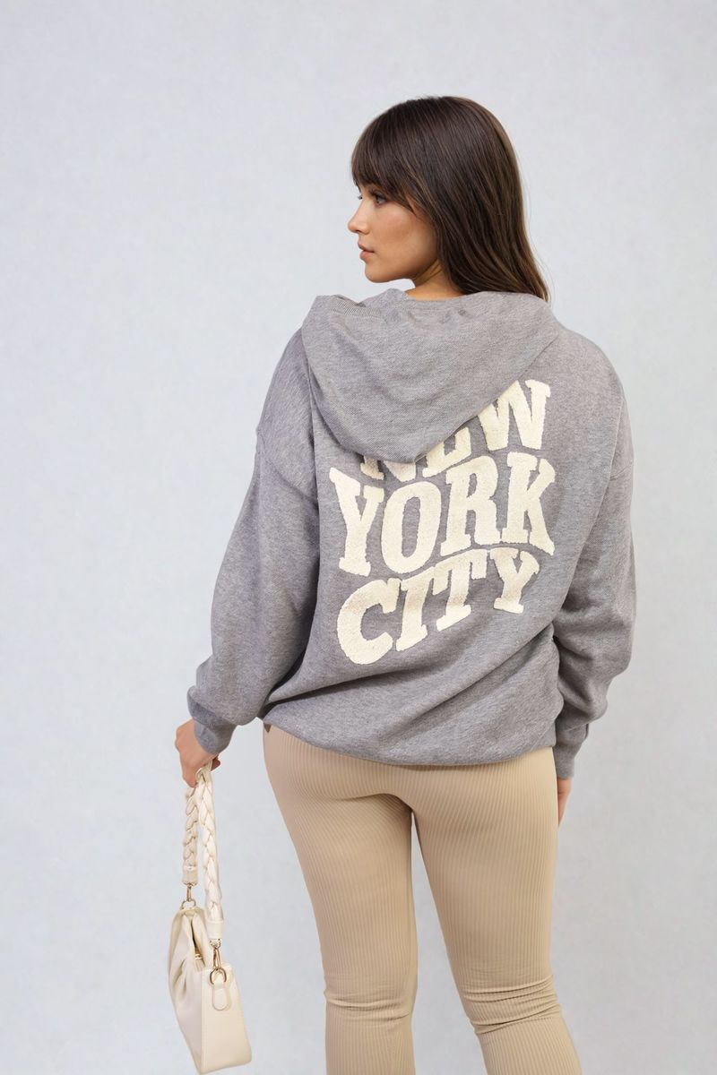 New York City Print Knitted Hoodie-2