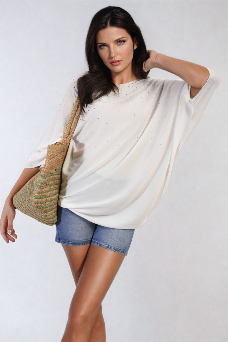 Round Neck Studded Oversized Top-10