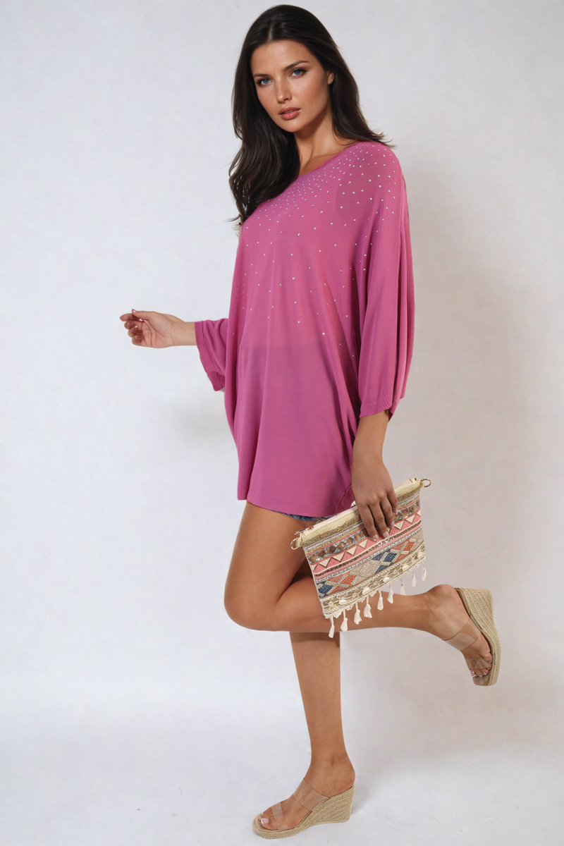 Round Neck Studded Oversized Top-8