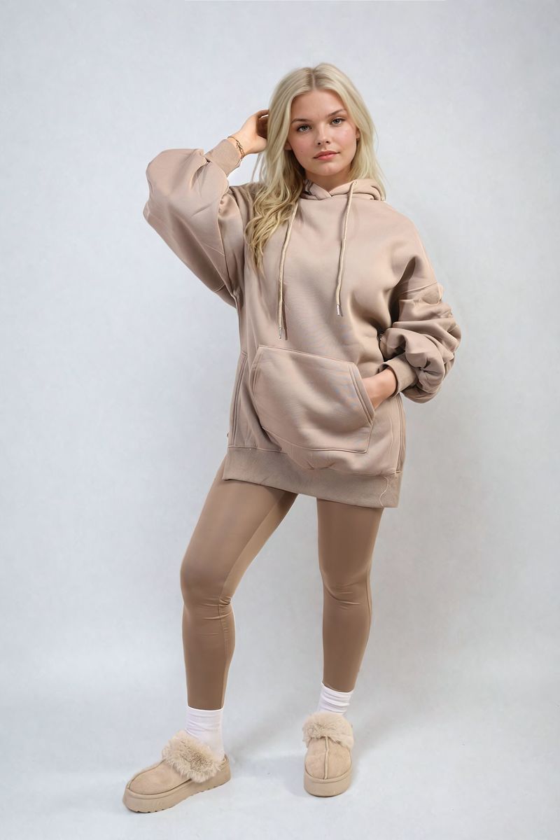 Oversized Hoodie with Side Split and Leggings Co ord Set-8