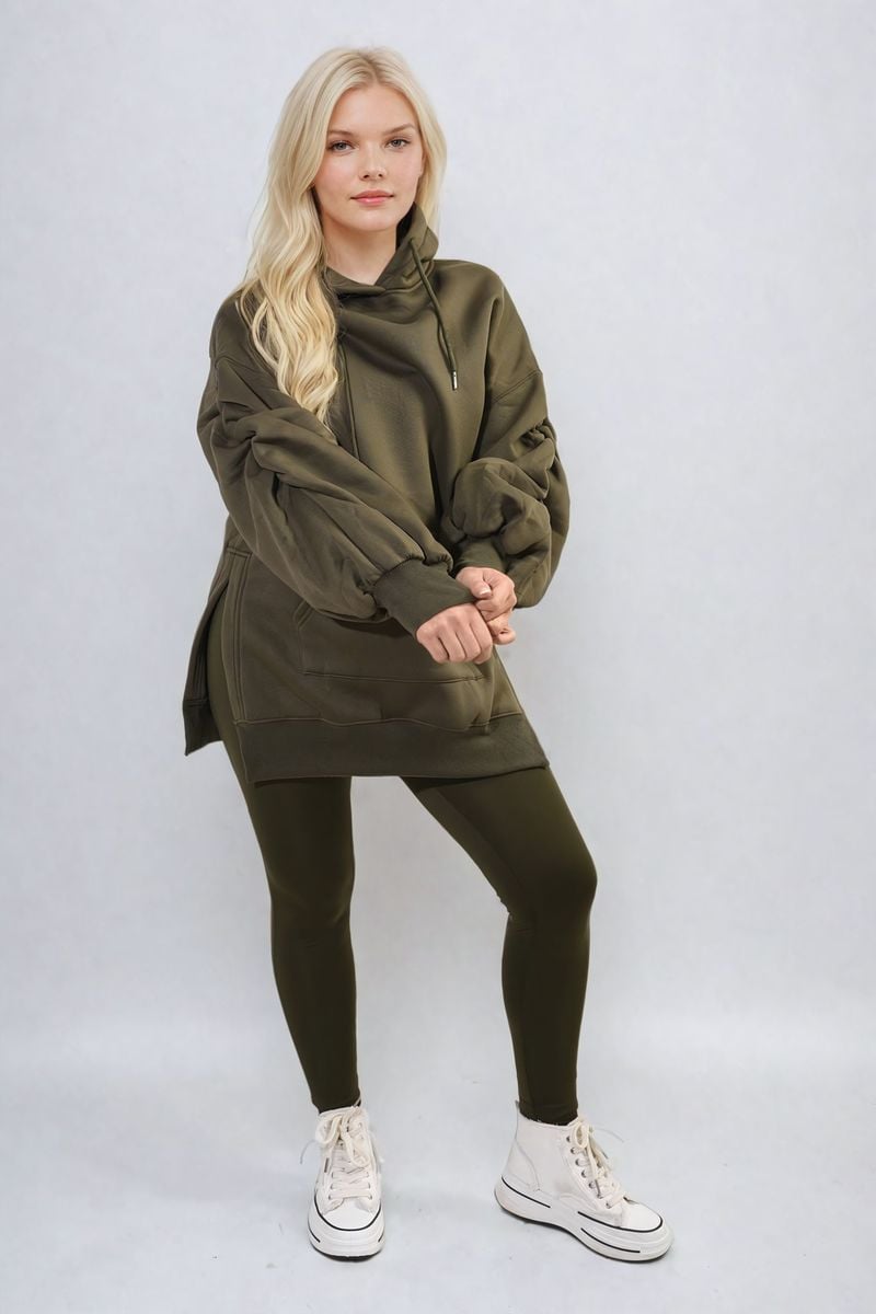 Oversized Hoodie with Side Split and Leggings Co ord Set-6