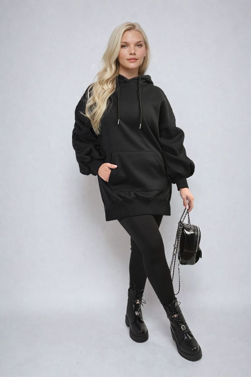 Oversized Hoodie with Side Split and Leggings Co ord Set-7