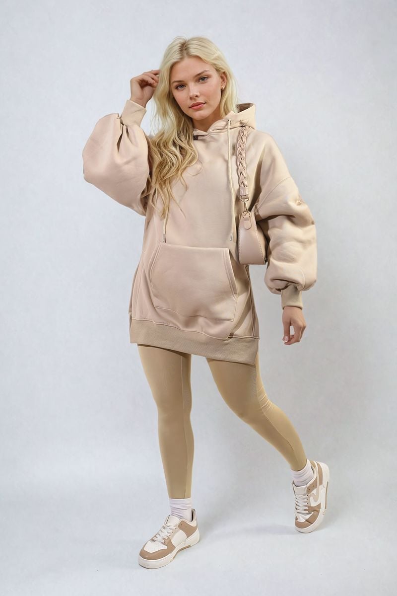 Oversized Hoodie with Side Split and Leggings Co ord Set-3