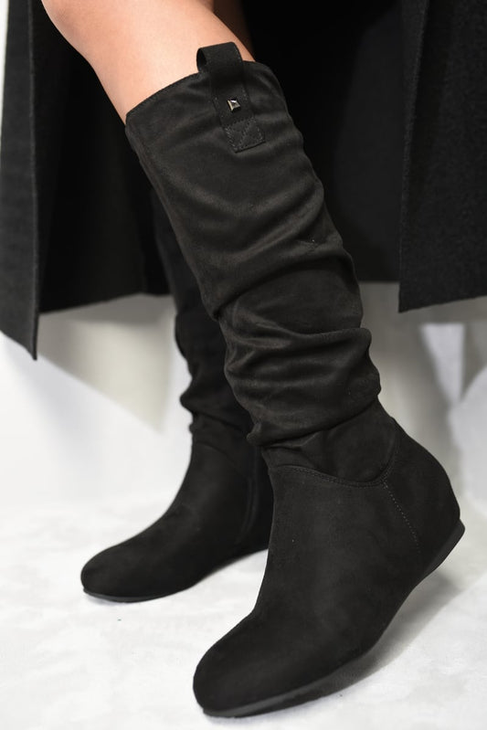 Slouchy Zip Detail Knee High Boots-0