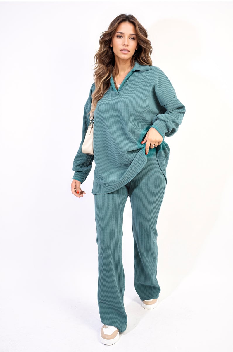 Metallic Long Sleeve Top and Wide Leg Trouser Co-ord-7