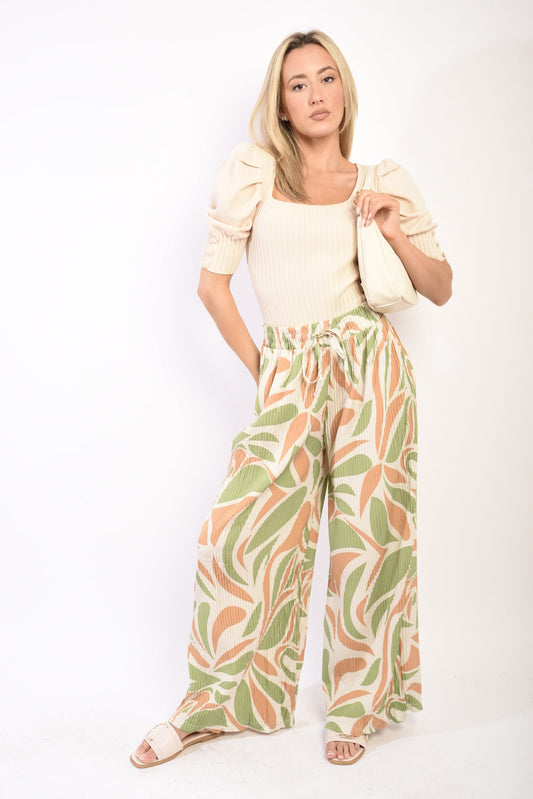 Abstract Pattern Wide Leg Trousers-0