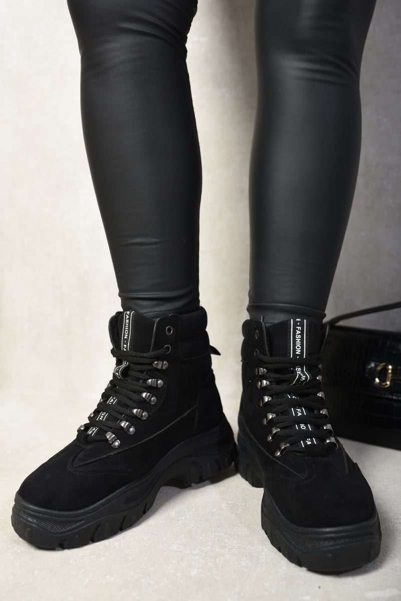 Chunky Lace-Up Platform Ankle Boots-2