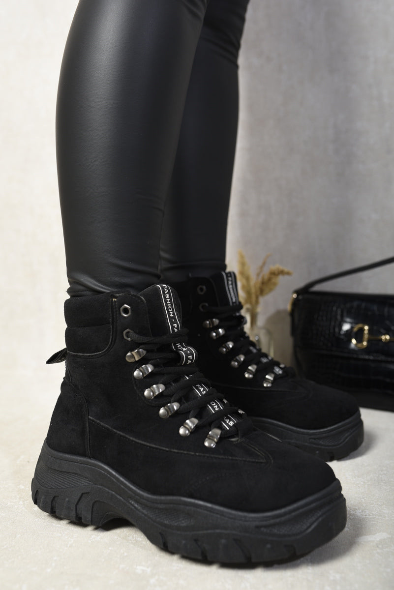 Chunky Lace-Up Platform Ankle Boots-1